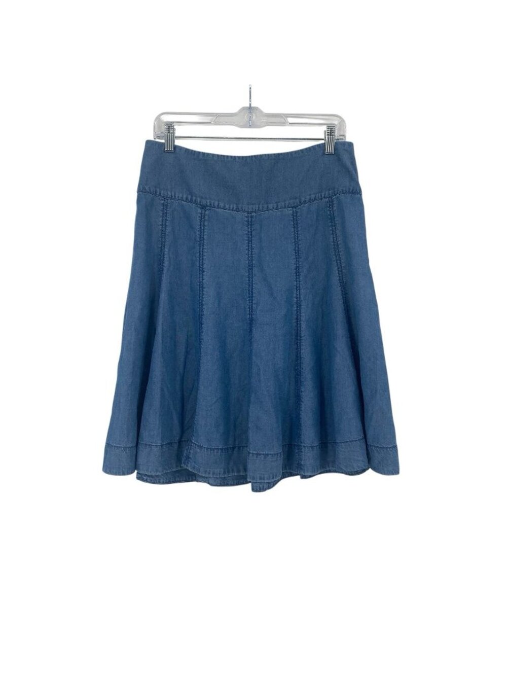 Maeve Size 12 Blue Chambray A-Line Skirt Preppy Chic Lyocell